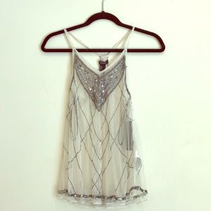 Sheer Beaded Trapeze Tank